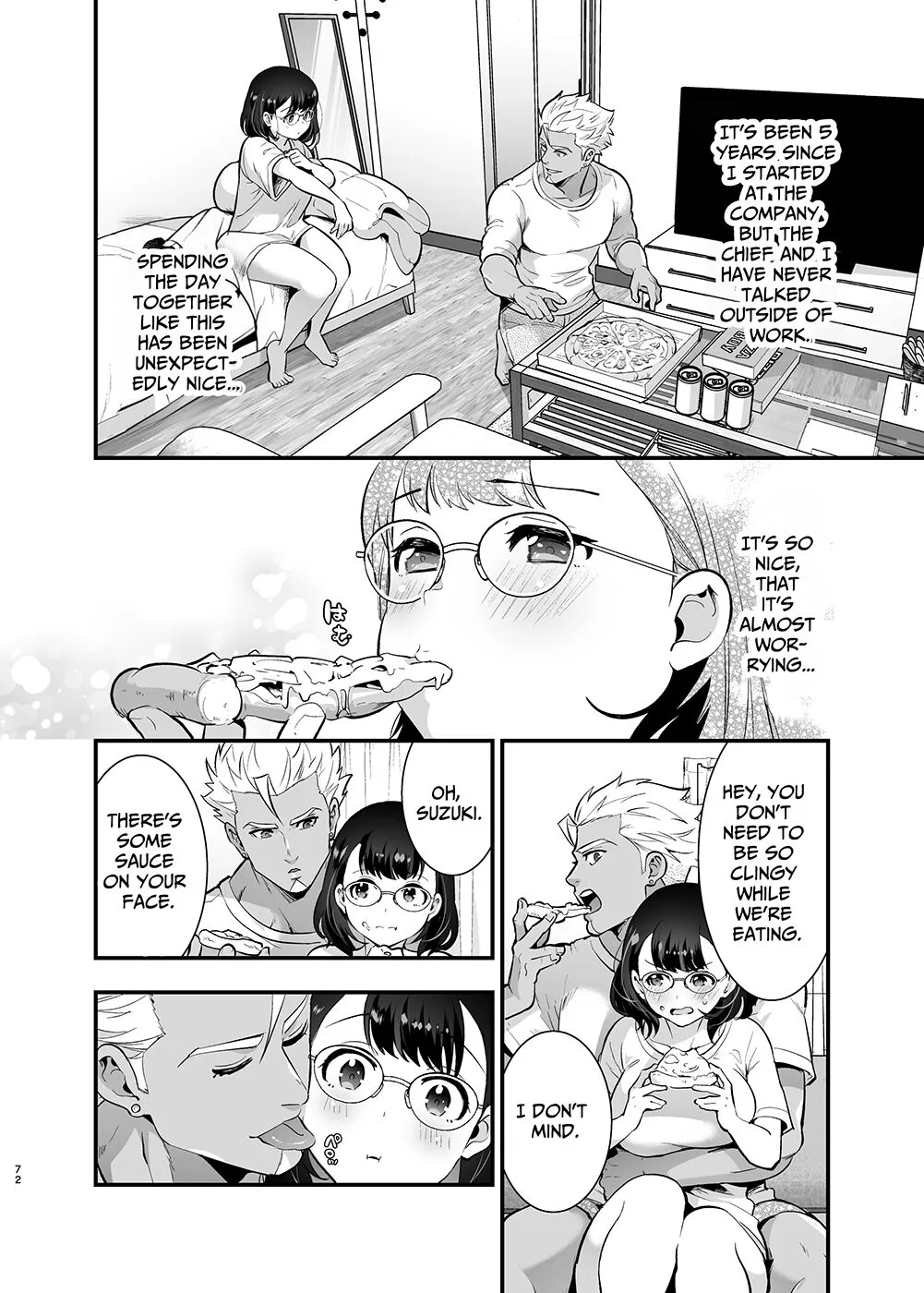 Seiyoku o Moteamasu Jimi de Nekura na Watashi ga Gatenkei Joushi ni Taberareru 3-kakan | Gloomy Normie with Pent-up Lust gets Devoured by her Blue-collar Boss for THREE DAYS | Page 72