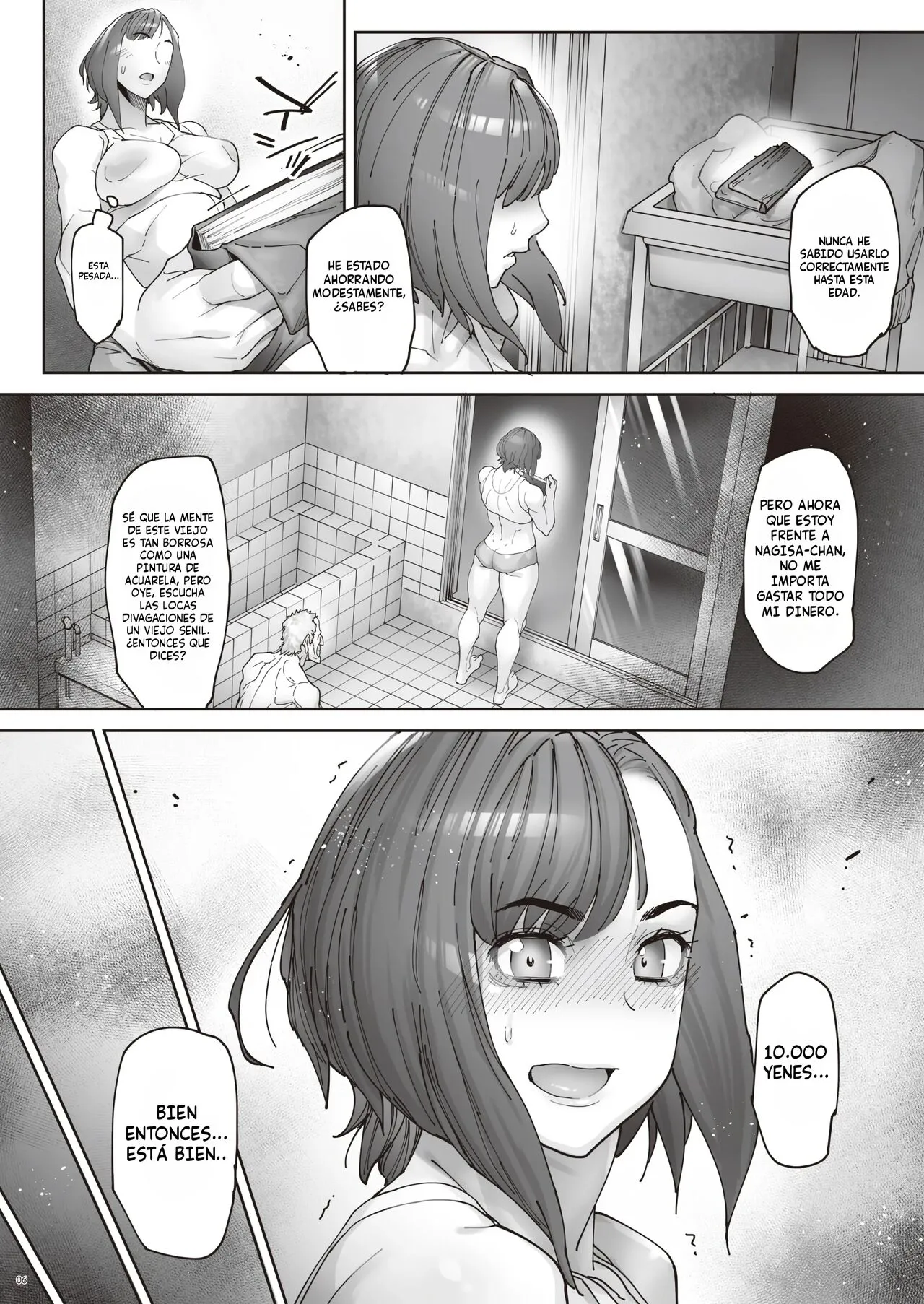 Kaigo Beit de Iroboke Jijii no Gouin na Yokkyuu to Okane no Mae ni Chitai o Sarasu JK | Page 7