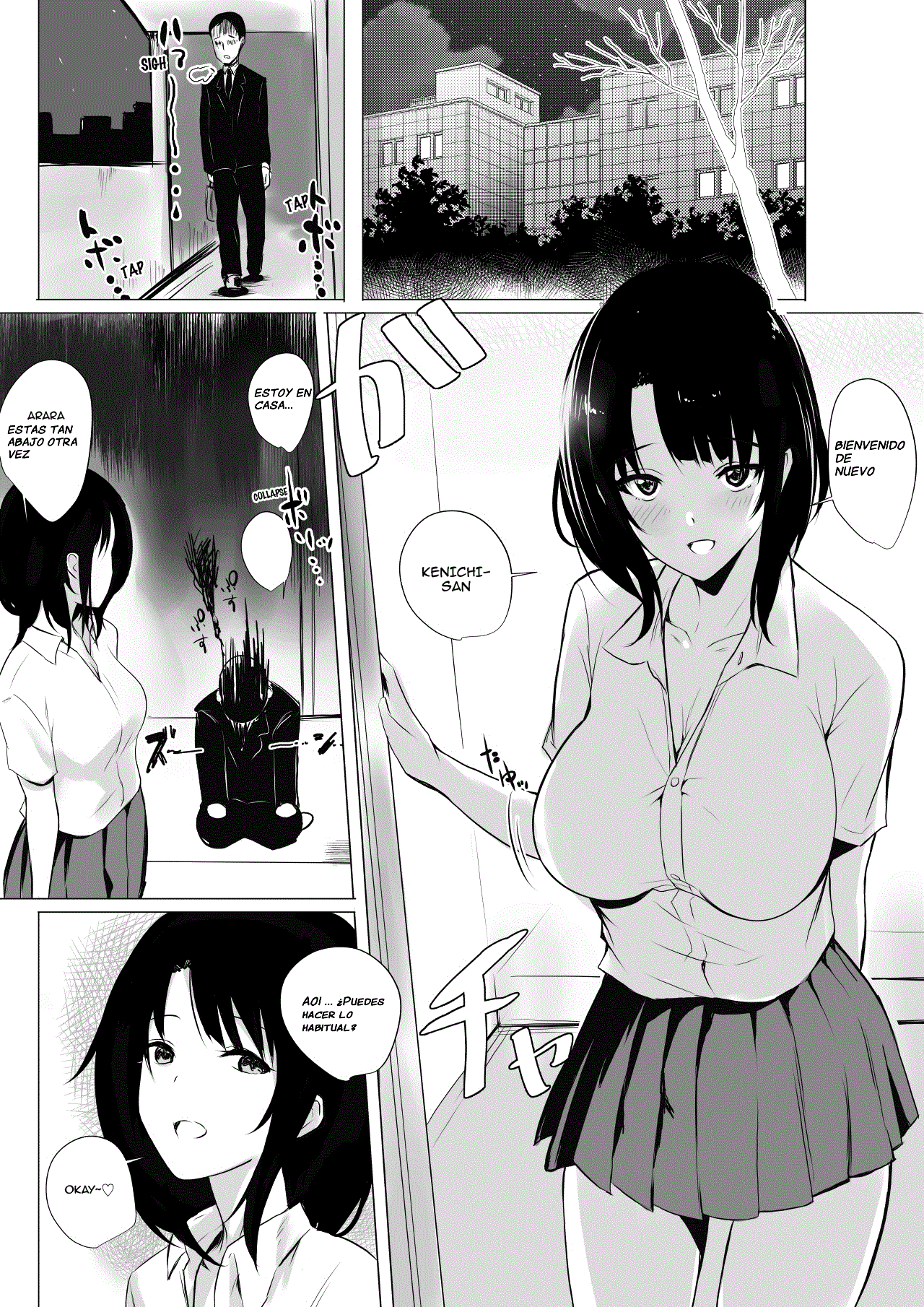 Boku dake ni Amaesasete Kureru Kyonyuu JK Tsuma o Hoka no Otoko ni Dakasete Mita | Vi a una esposa de preparatoria de grandes pechos que solo deja que otro hombre la mime y abrace. | Page 5