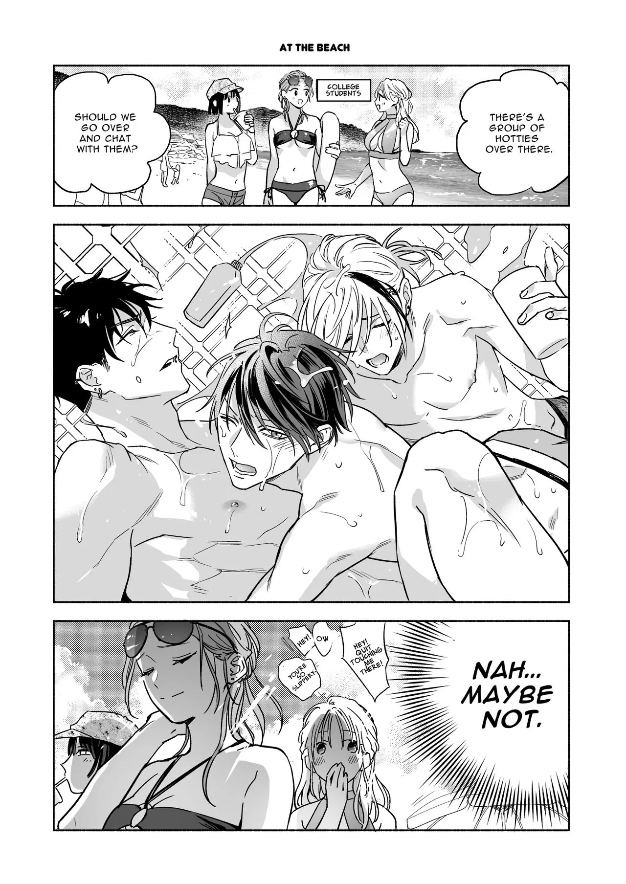 Tachi to Neko Docchi ga Ii no? 3 ~Soto demo Nakayoku Mitsudomoe~ | Top or Bottom? 3 ~Vacation 3-way Sex~ | Page 54