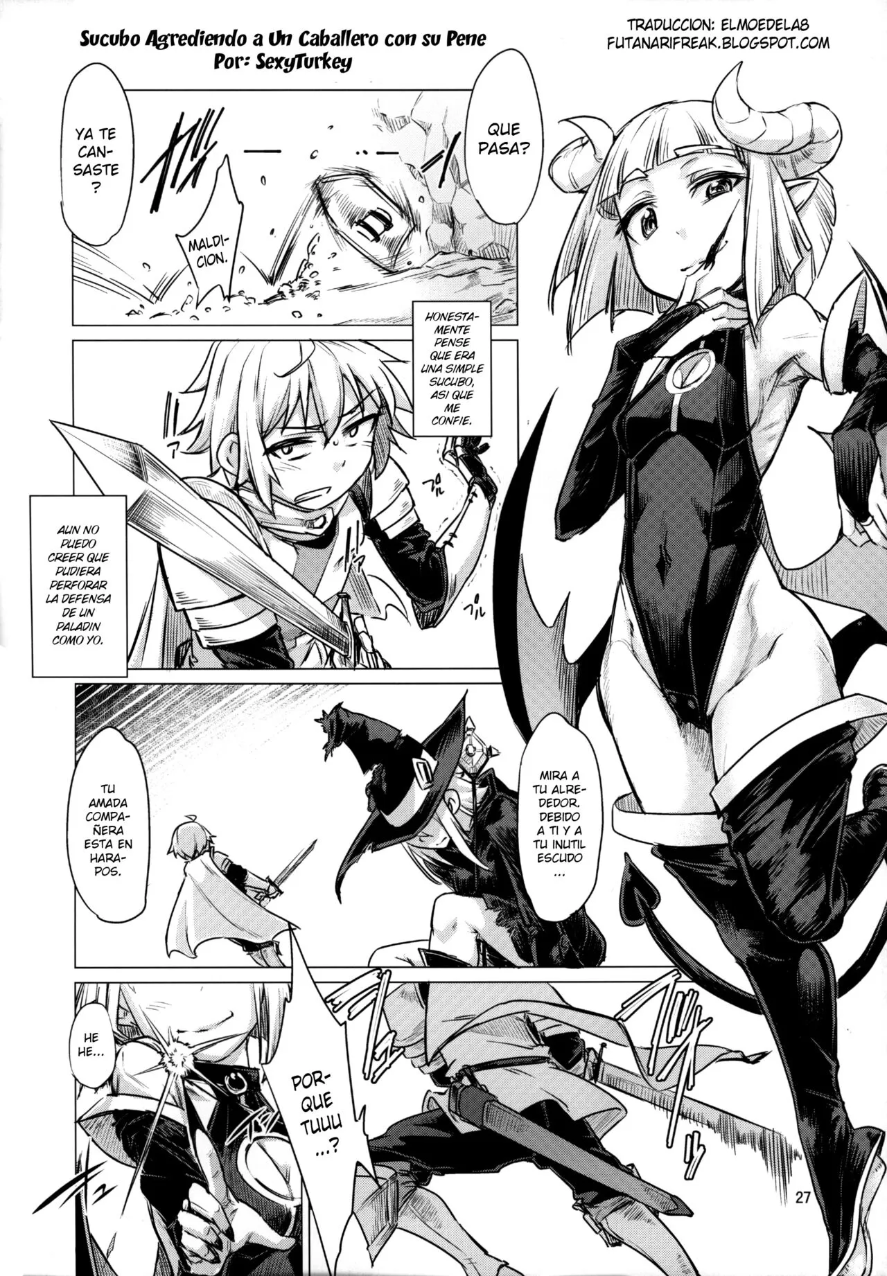 (C90) [Endless Requiem (SexyTurkey)] Succubus Molesting a Knight with Her Cock (Futanari x Otoko Gyaku Anal Goudou Anata ga Mesu ni Narun desu yo) [Spanish] [Elmoedela8]'s first page