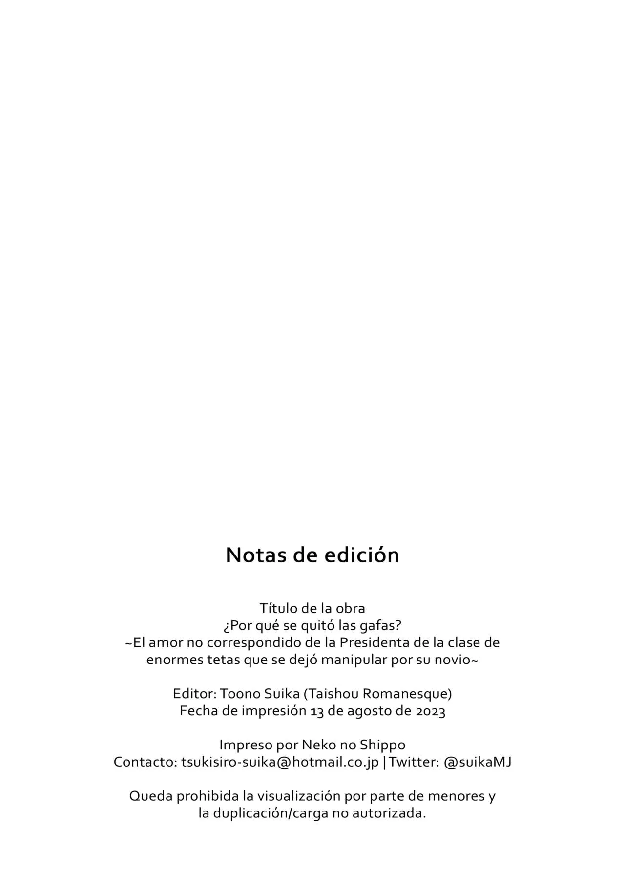 Por qué se quitó las gafas ~El Amor no Correspondido de la Presidenta de la Clase de Enormes Tetas que se dejó Manipular por su Novio~ | Page 48