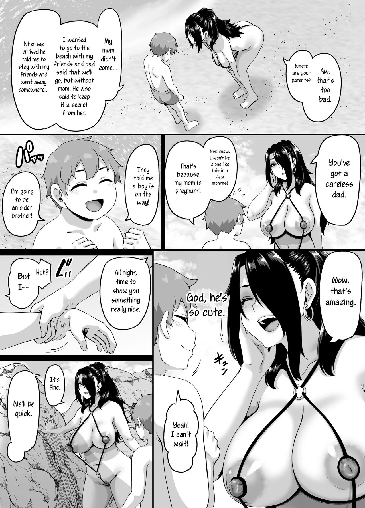 Kazoku Ryokou wa Yarimoku Beach de Sex Zanmai 3 ~Okaa-san Hen~ | A Sex-Filled Family Trip to a Hookup Beach 3 ~Mom Edition~ | Page 9