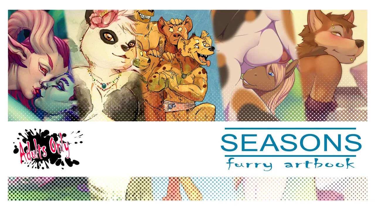 [Freckles, Javiera, Negger, Pimienta, Rajii] SEASONS furry artbook's first page