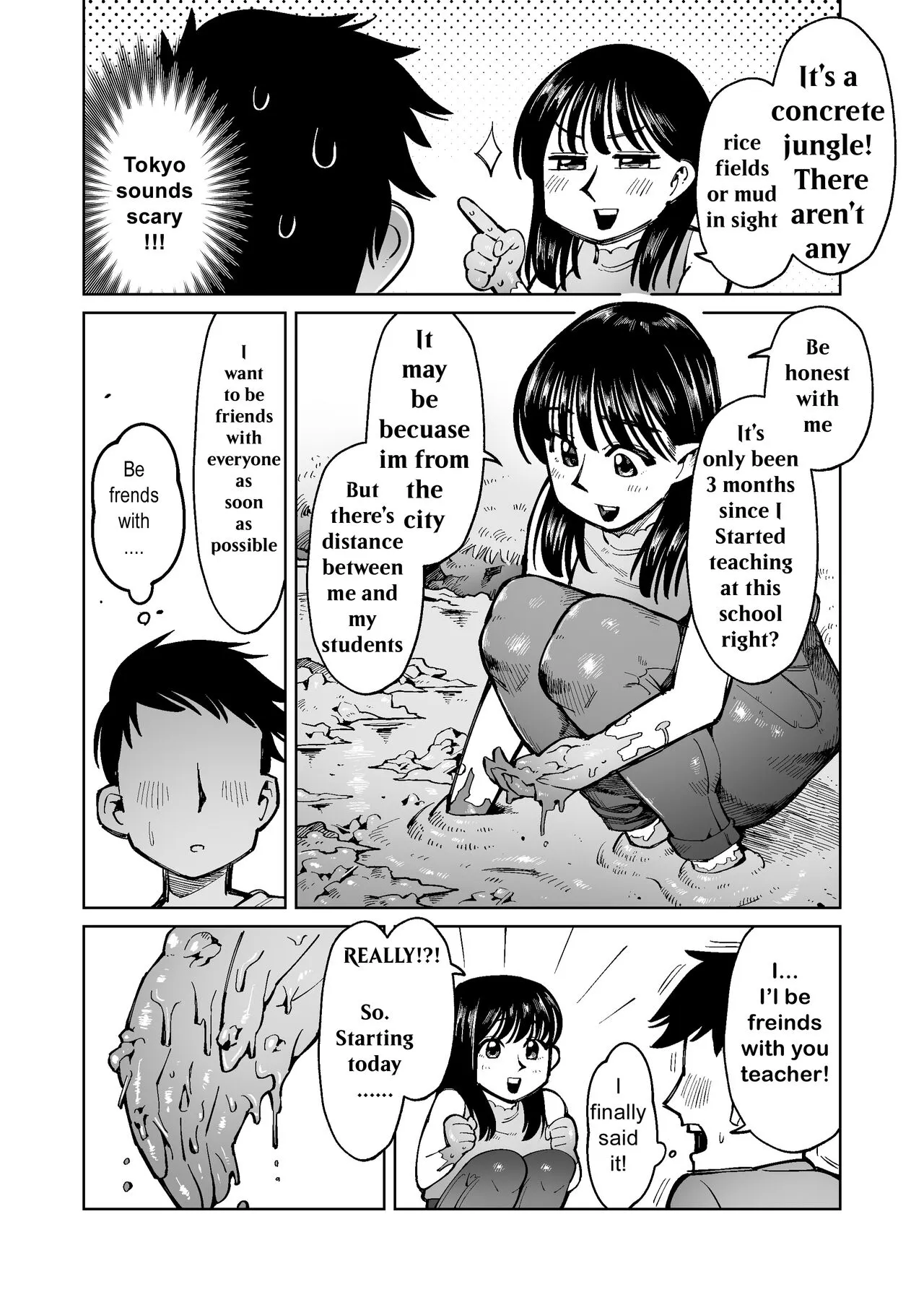 I pulled my favorite teacher into a rice field and had sex with her covered in mud! | Page 4